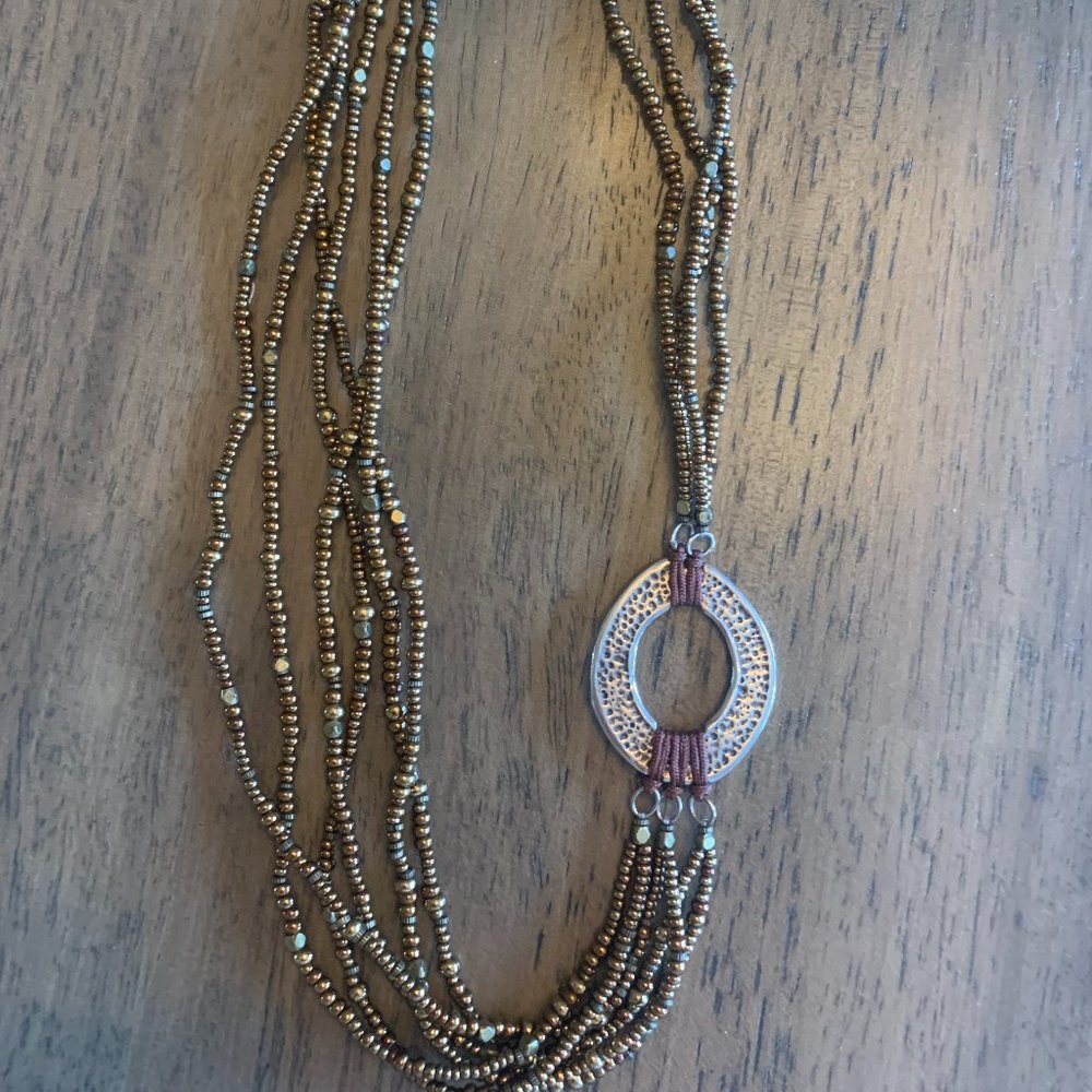 Silpada 925 beaded necklace with silver oval